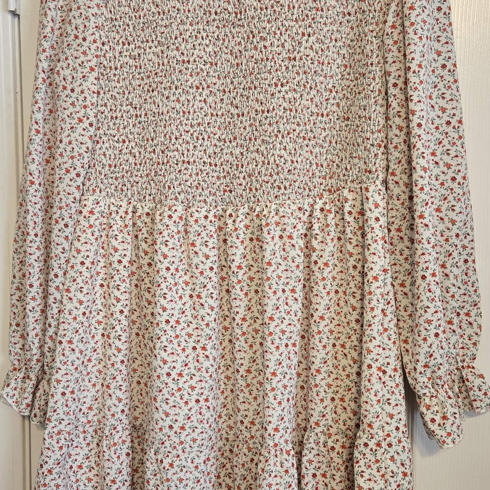 Floral Print Skirt - Cream and Red